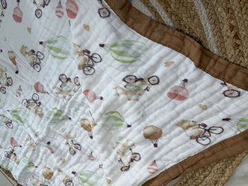 Muslin Receiving Blanket - Bear on Cycle