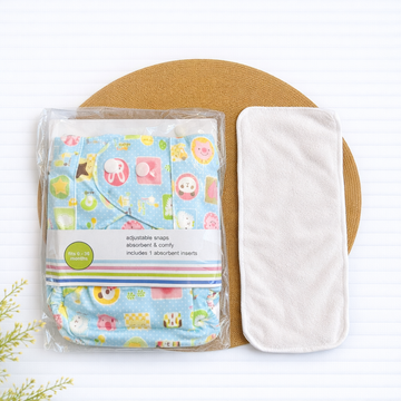Velvet Cloth Diaper Adjustable & Reusable with Pad - Light Blue