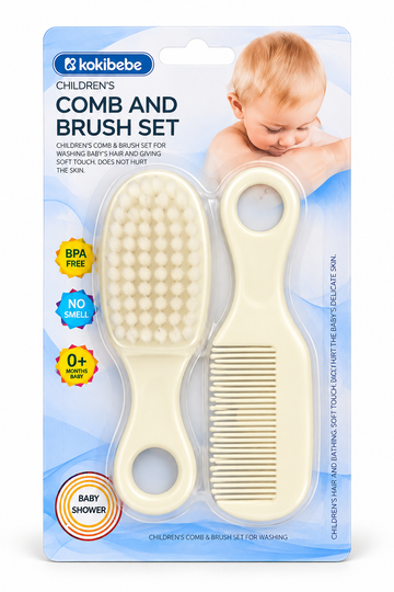 Baby Comb & Brush Set - White