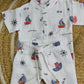 Premium Muslin Co-Ord Set - White Boat Print