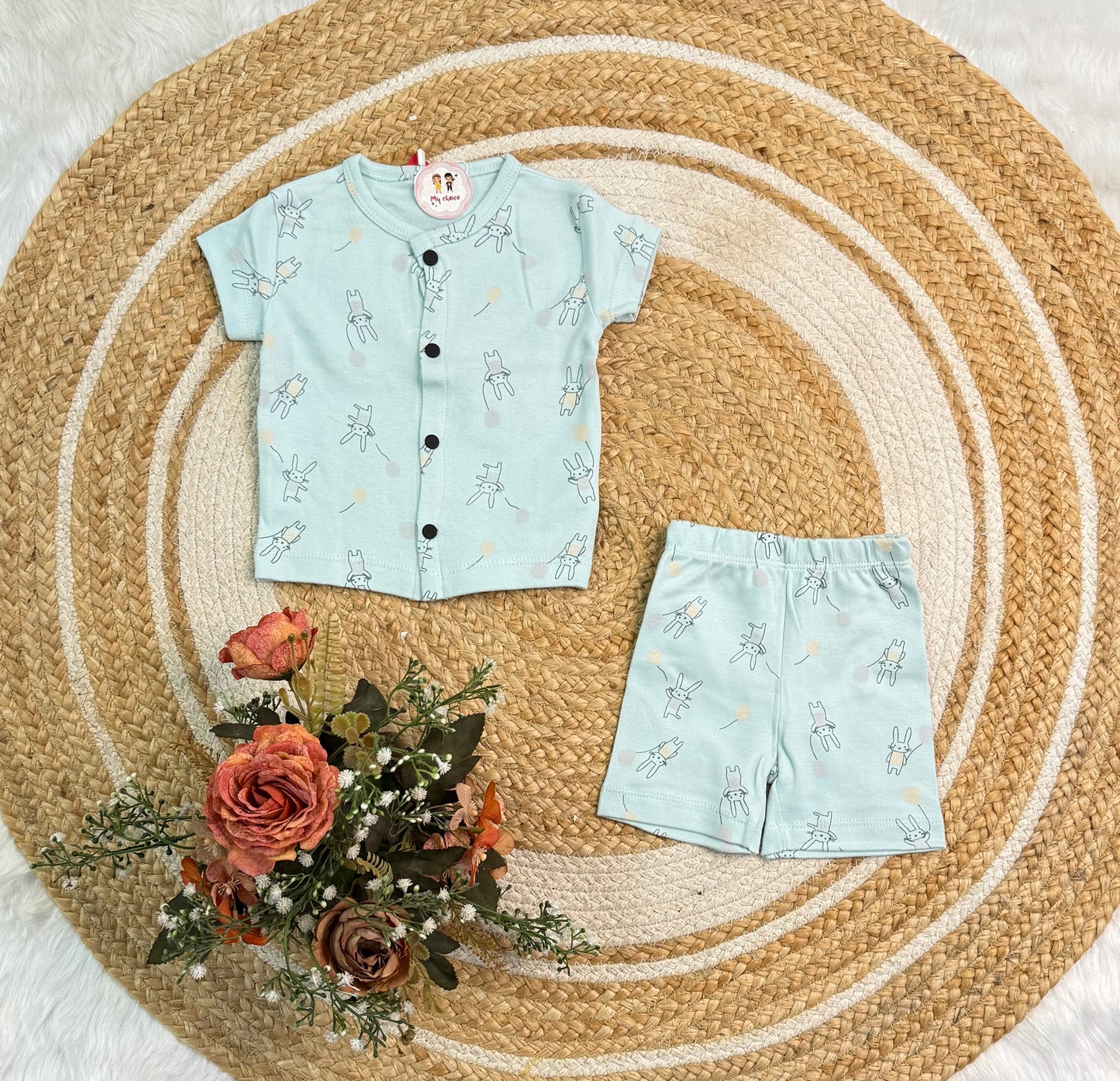 Button Shorts Set - Pista Green