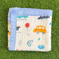 Muslin Receiving Blanket - Blue Border with Car 100*100 cm