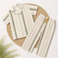 Half Sleeve Kids Night Suit Pure Cotton - Crushed Green Stripes