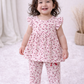 Frock with Pant Co-ord Set - Pink Small Flower