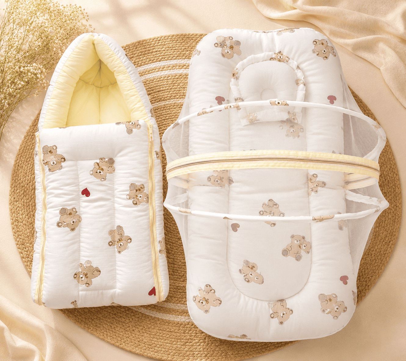 Premium Muslin Carry Bed + Net Bed Combo