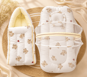 Premium Muslin Carry Bed + Net Bed Combo