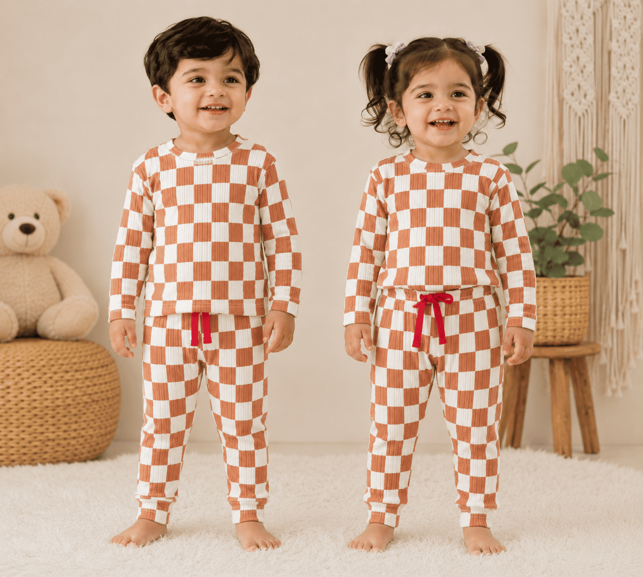 Full Sleeve Co-ords Set - Brown Checked