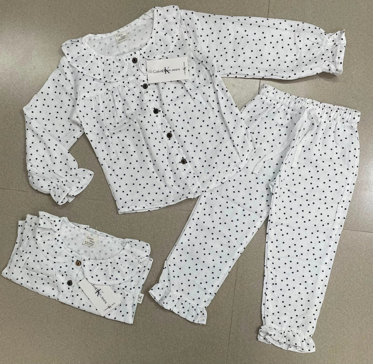 Girls Ruffle Neck Muslin Set