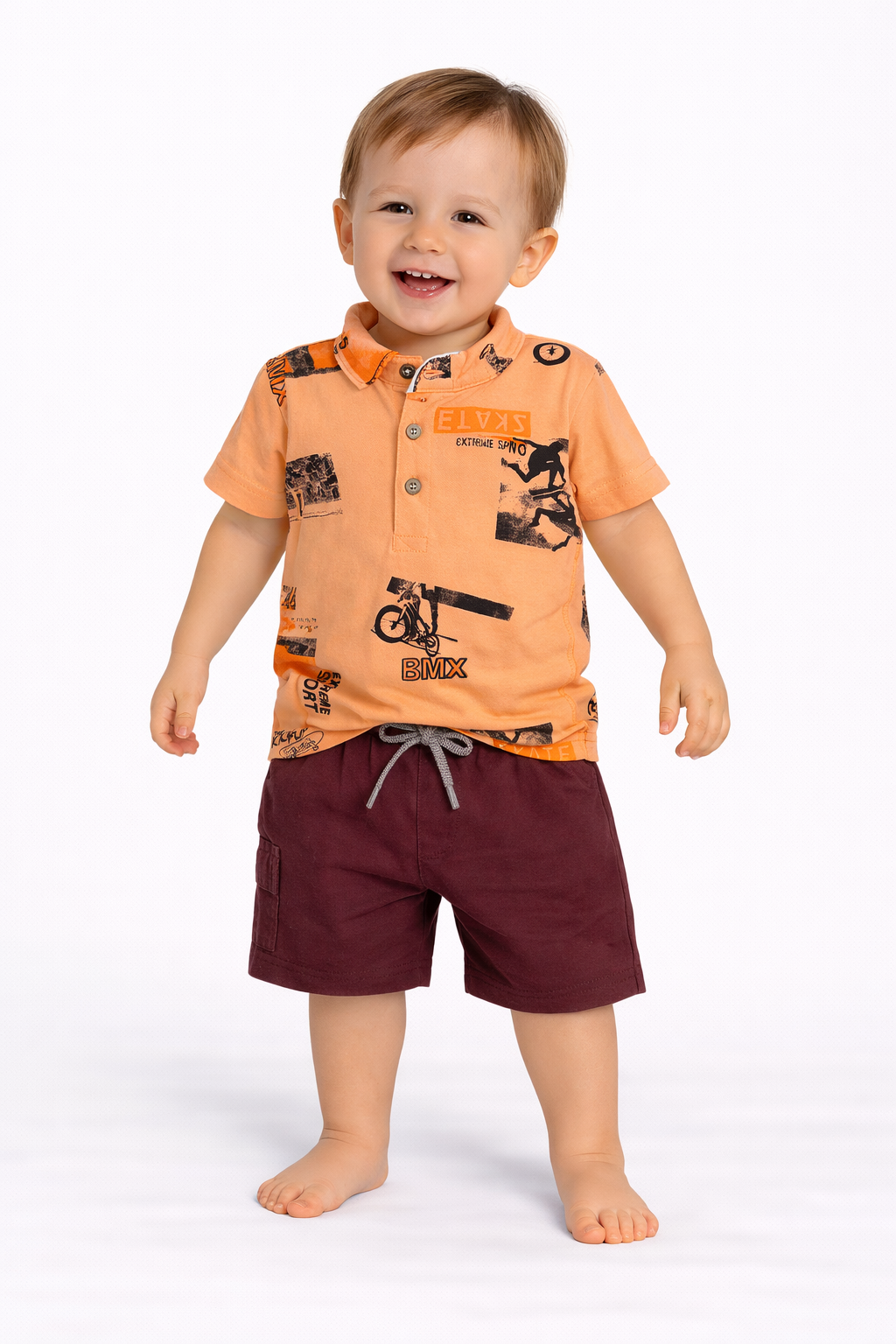 Boys Chinese Collar T-Shirt & Trouser Set