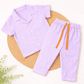 Half Sleeve Kids Night Suit Pure Cotton - Lavender Stripes