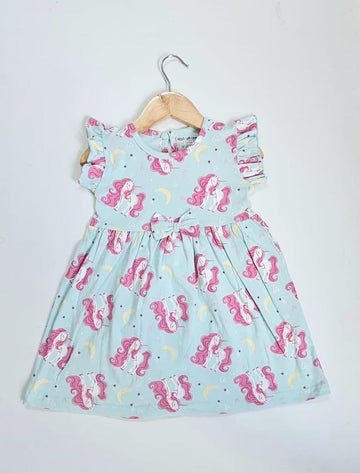 Frill Sleeve Frock - Unicorn