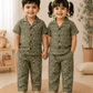 Half Sleeve Kids Night Suit Pure Cotton - Green Elephant