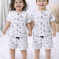 Button Shorts Set - White Penguin