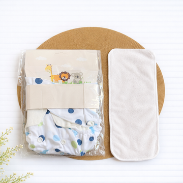 Cloth Diaper Adjustable & Reusable with Pad - Blue Dots