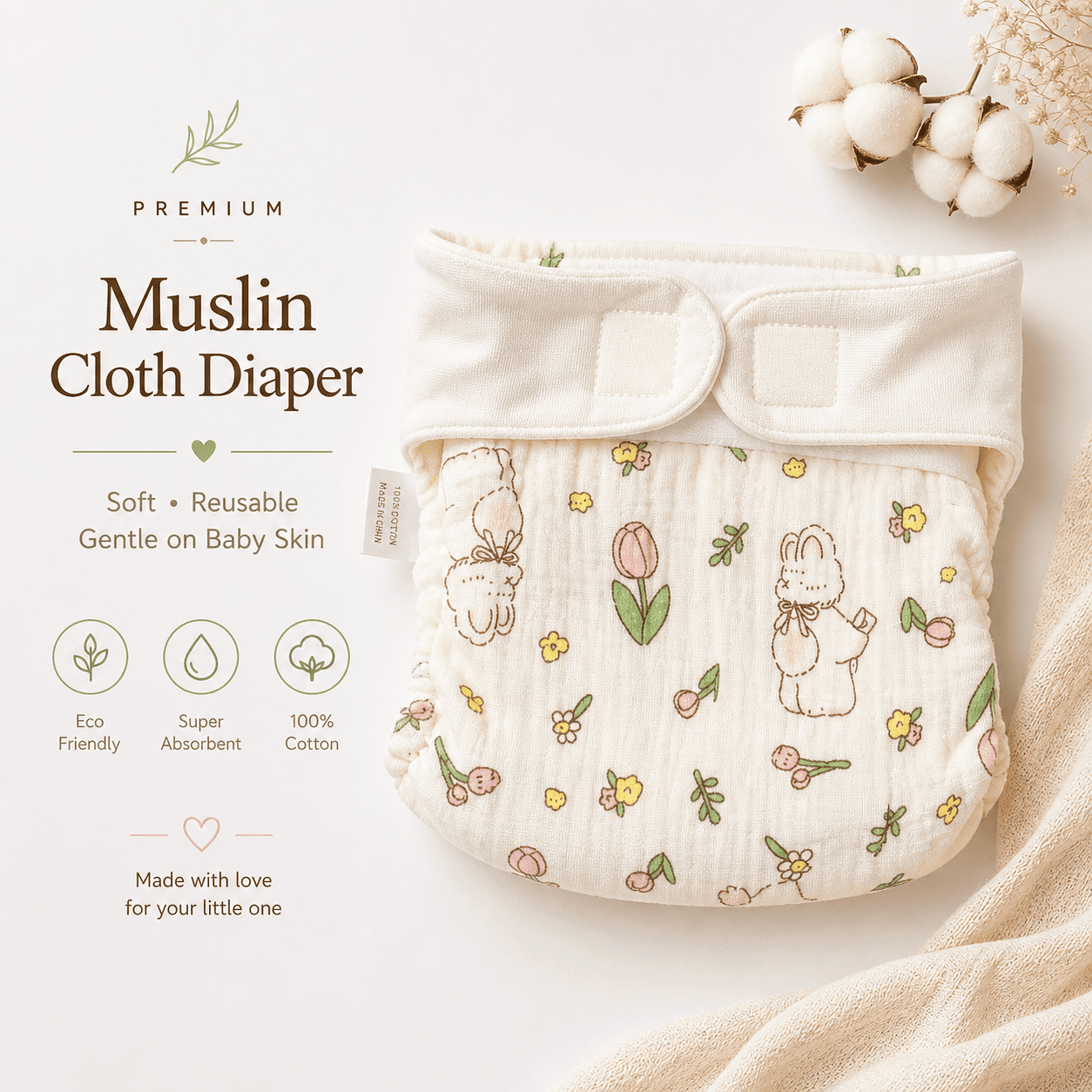 Premium Muslin Cloth Diaper