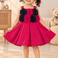 Premium Scuba Frock with Flair - Rani Pink