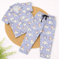 Half Sleeve Kids Night Suit - Lavender Cartoon Theme