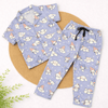 Half Sleeve Kids Night Suit - Lavender Cartoon Theme