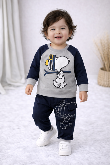 Kids Jogger Set – Grey with Blue