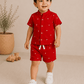 Premium Muslin Co-Ord Set for Boys - Red Colour