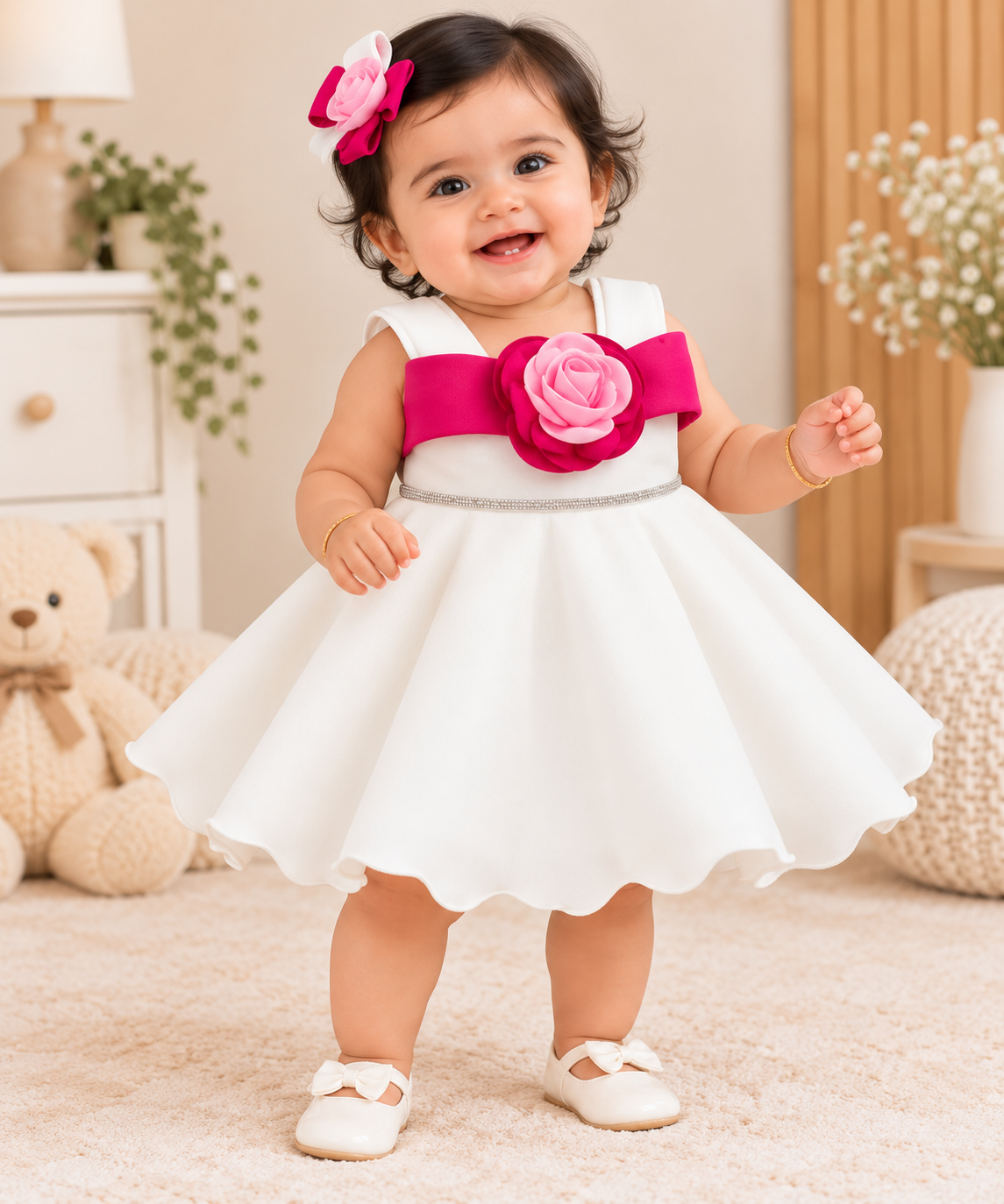 Premium Scuba Frock - White