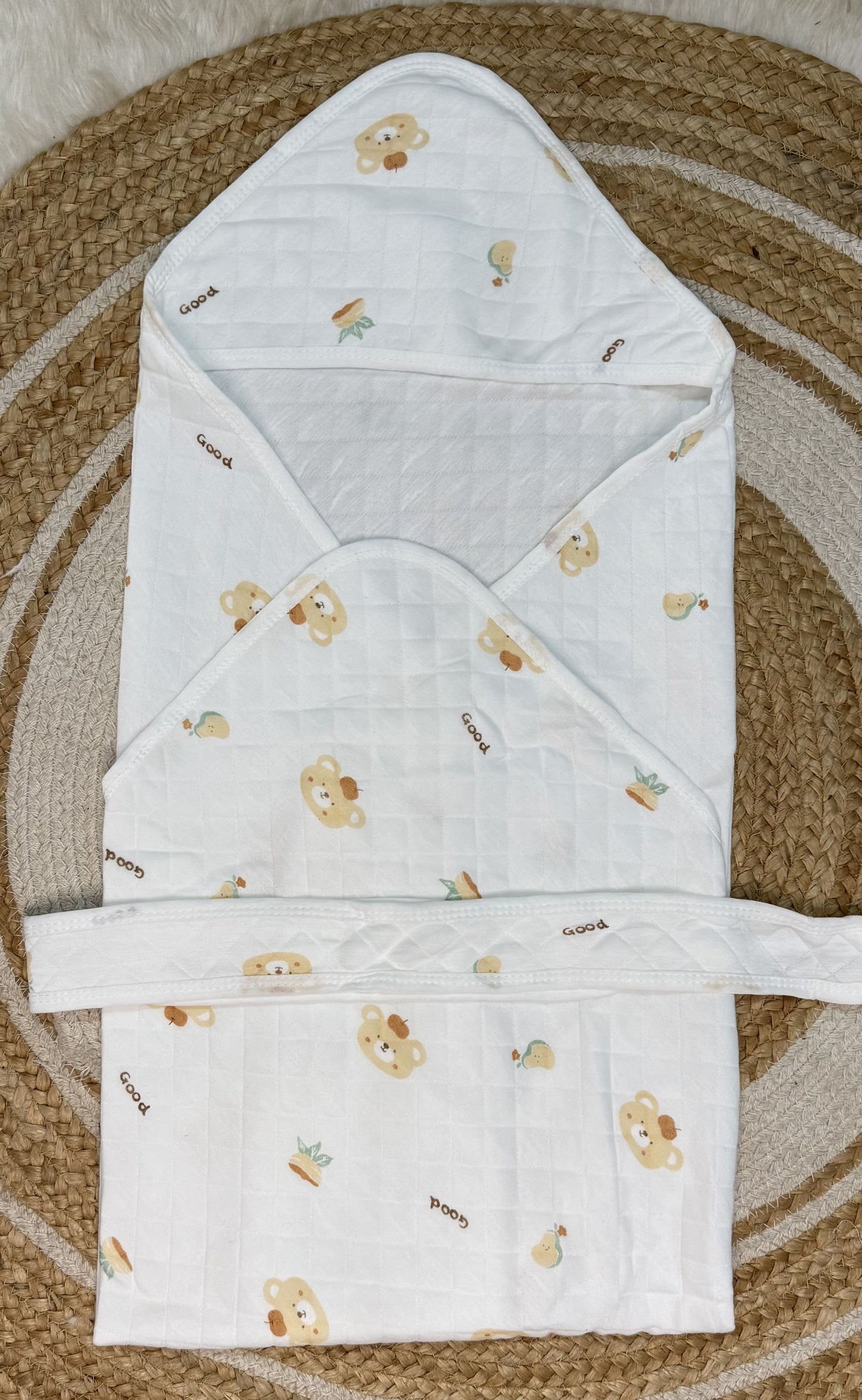 4-Layer Hooded Towel - Cute Teddy Bear Print