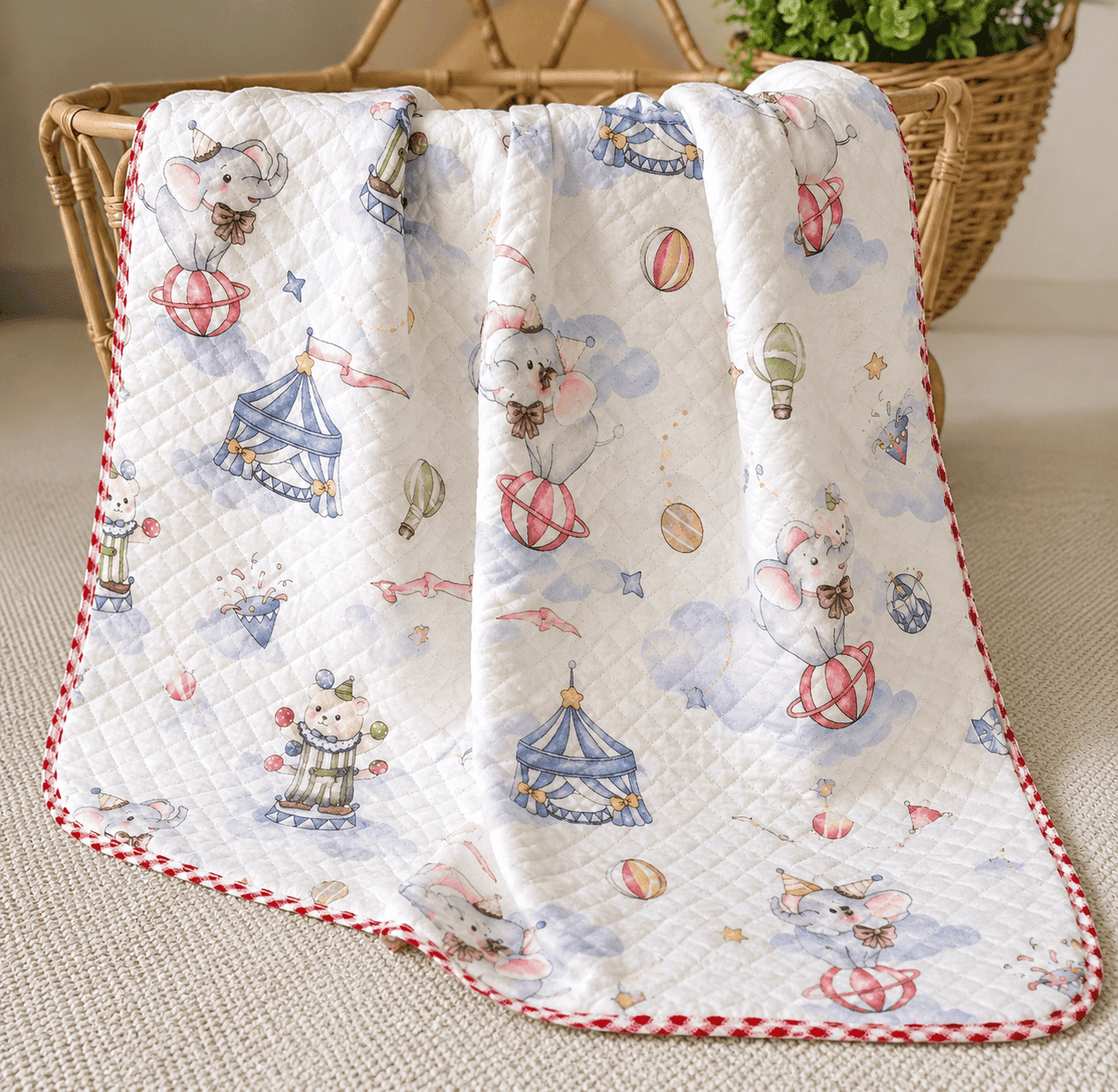 4 Layer Receiving Blanket - Circus Elephant