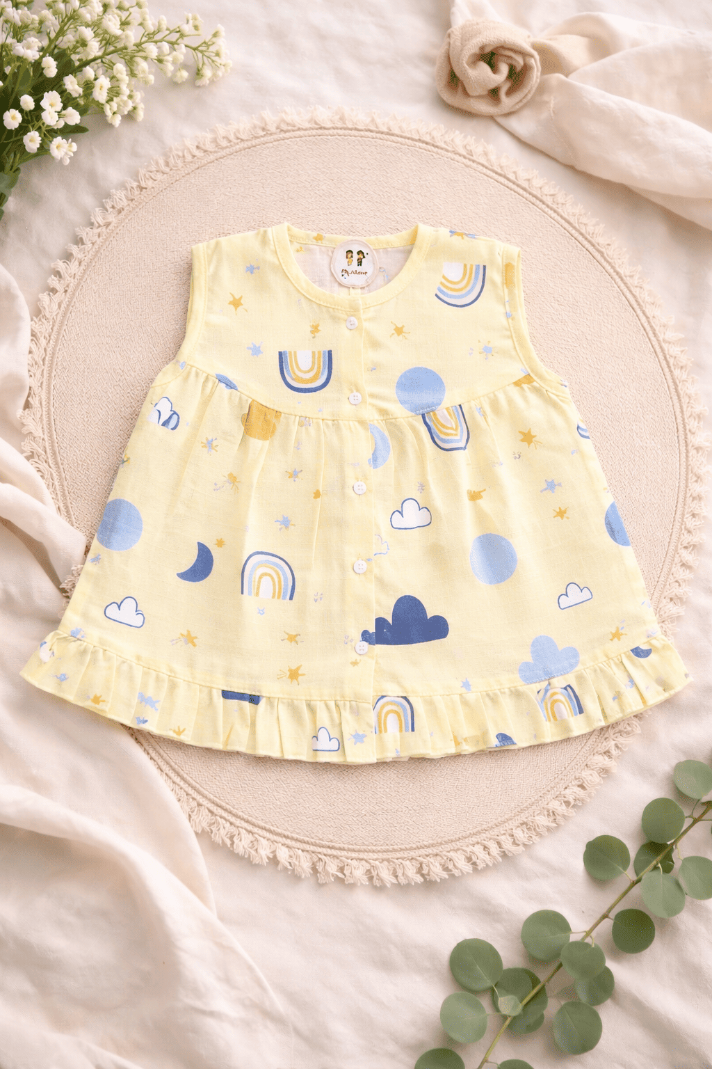 Premium Muslin Frock with Front Button