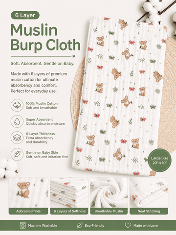 6 Layer Muslin Burp Cloth