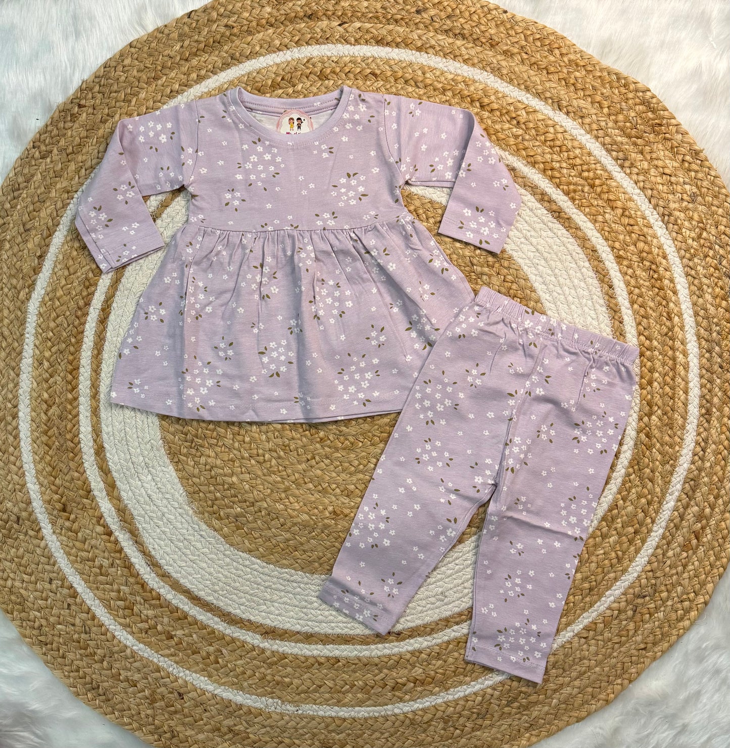 Frock with Legging Co-ord Set Infant - Lavender Flower