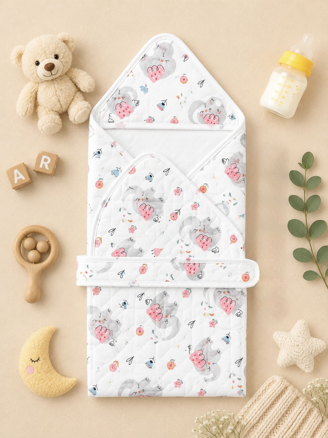 4-Layer Hooded Towel - Elephant