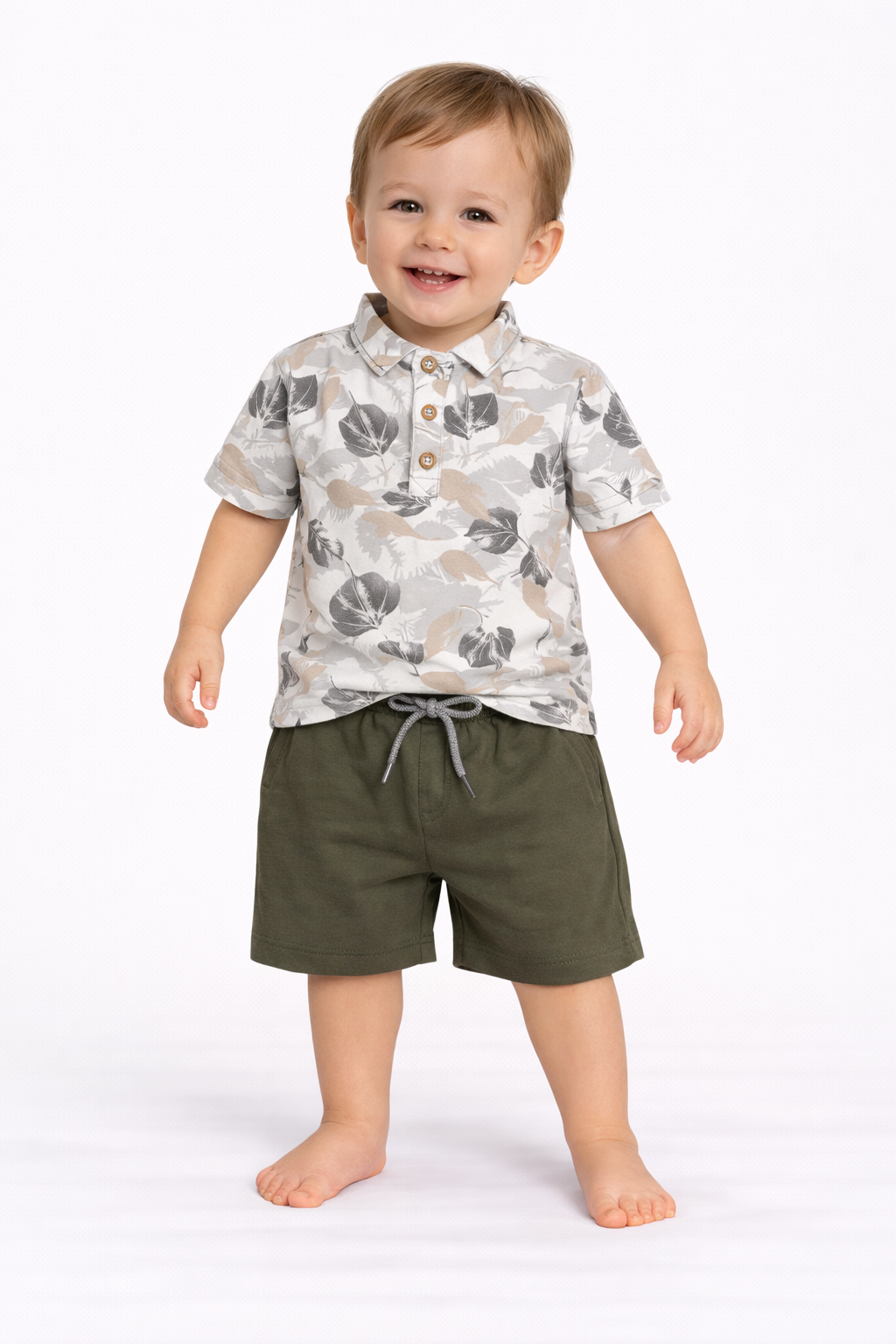 Boys Chinese Collar T-Shirt & Trouser Set
