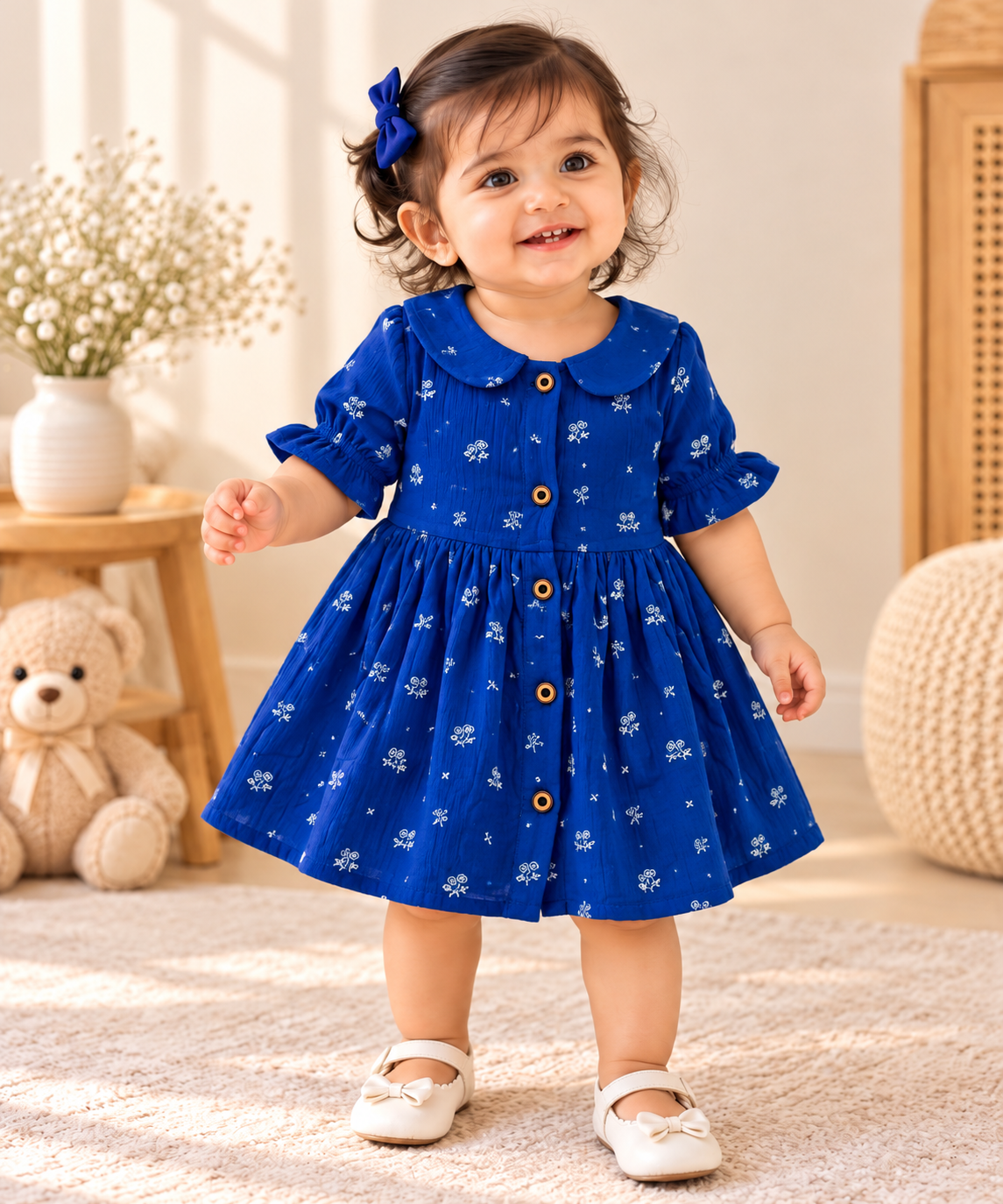 Muslin Frock with Front Buttons - Buy 3 for 999₹