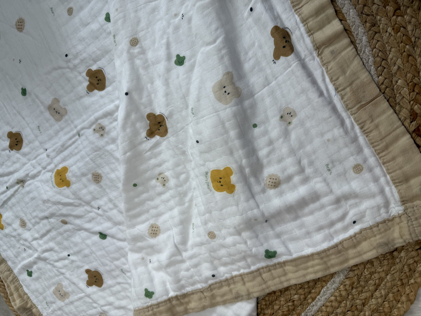 Muslin Receiving Blanket - Bear Cookies