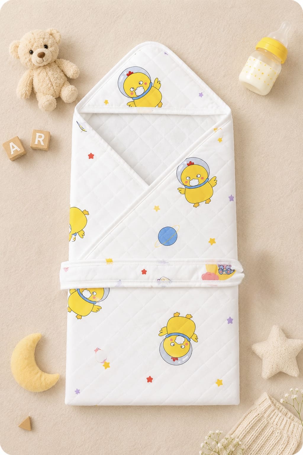 4-Layer Hooded Towel - Space Duck Print