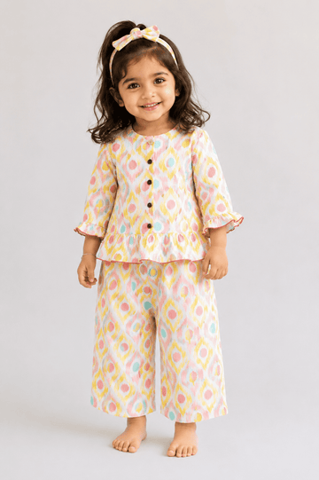 Girls Ruffle Neck Muslin Set- Buy 3 for 1250₹