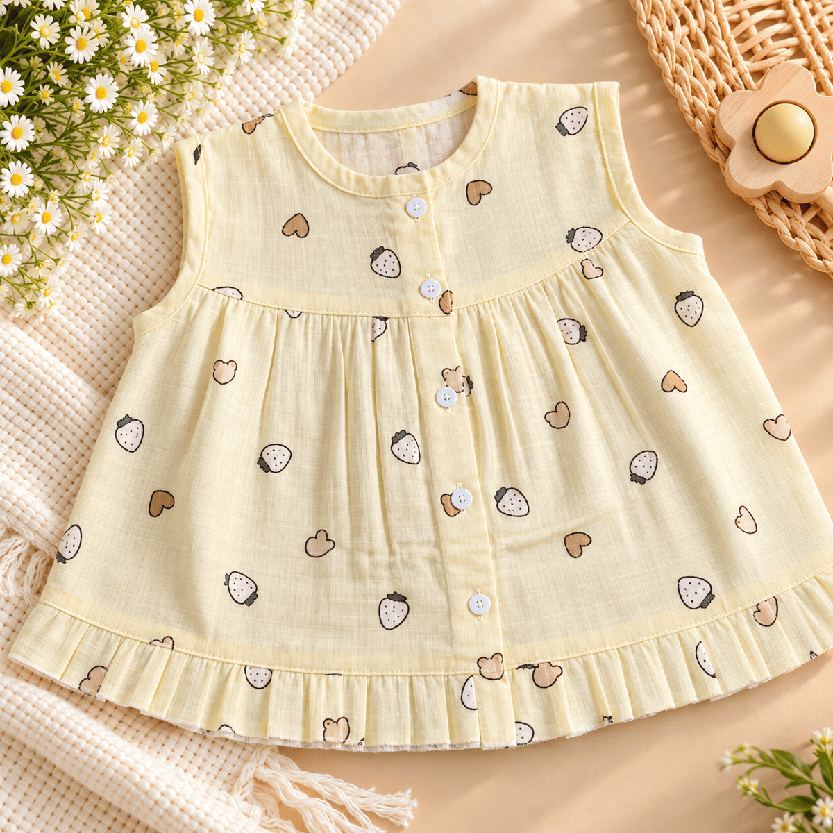 Premium Muslin Frock with Front Button