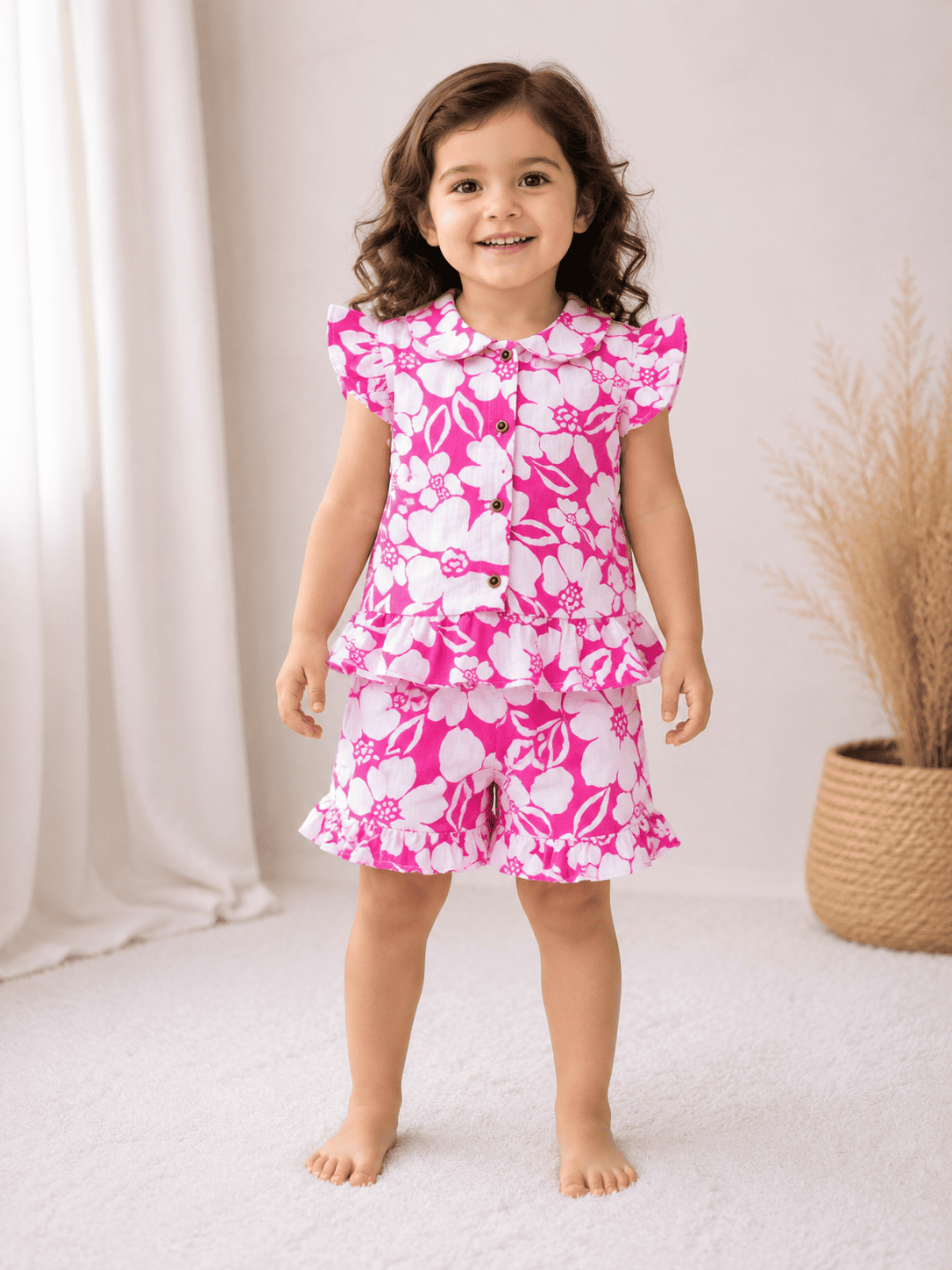 Muslin Frill Sleeve Shorts Set