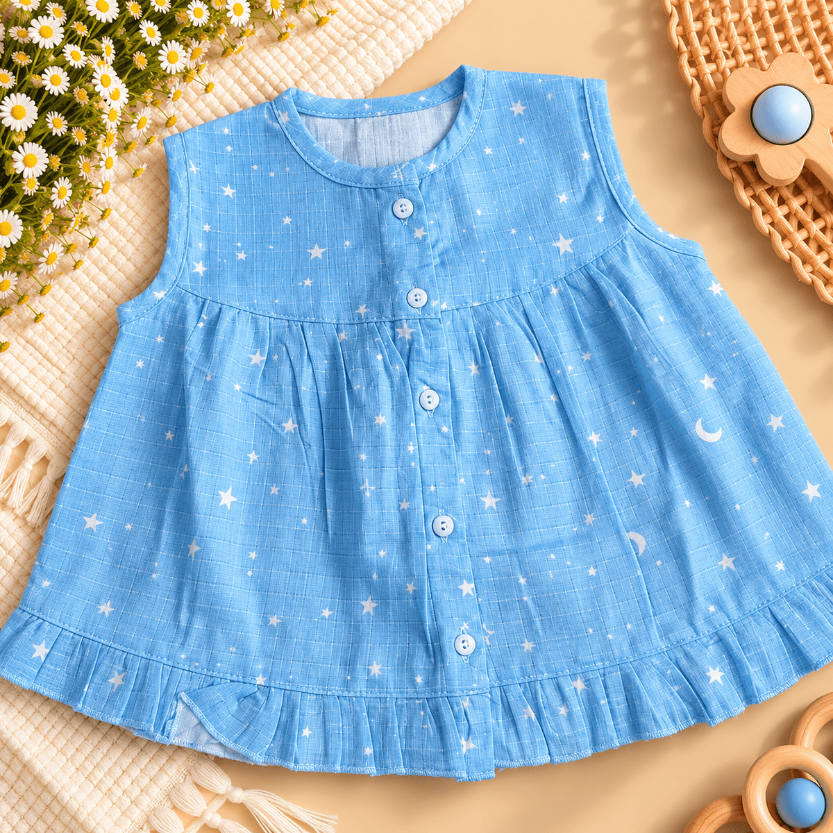 Premium Muslin Frock with Front Button