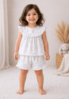 Premium Muslin Sleeveless Frill Top & Shorts Set