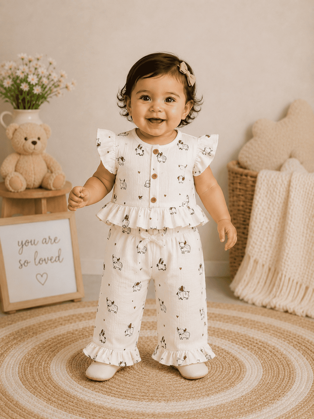 Peplum Top with Pant Set - Forest Friends