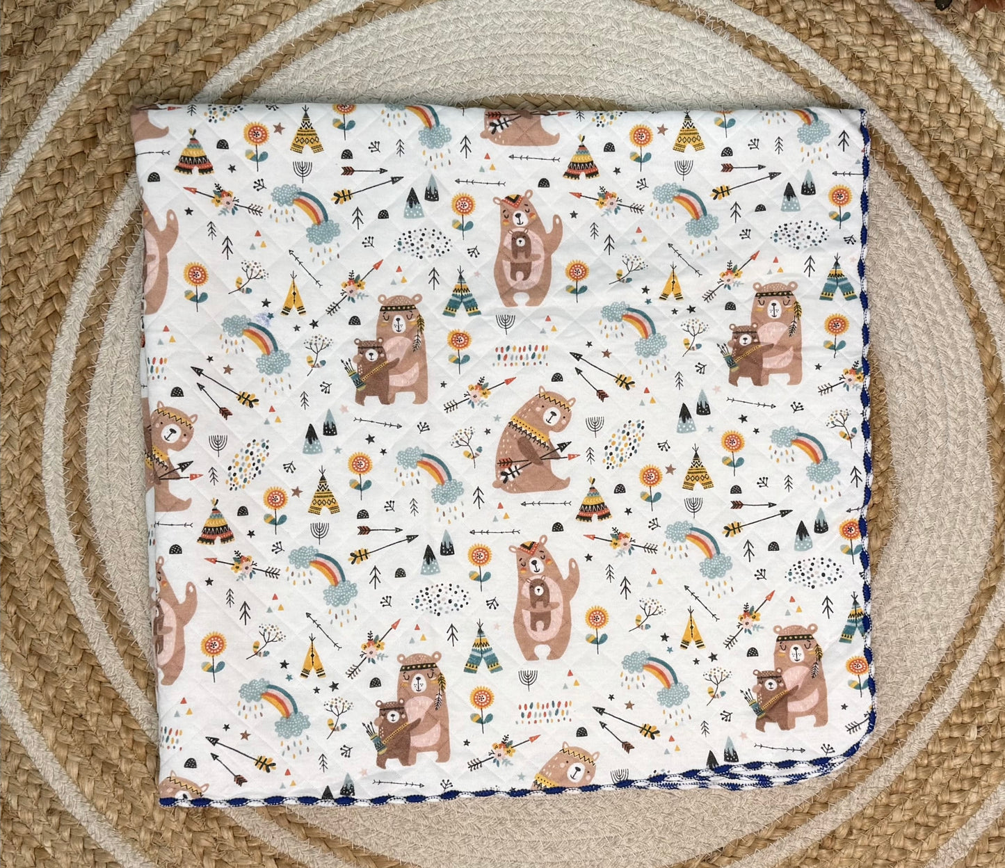 4 Layer Receiving Blanket - Boho Bear