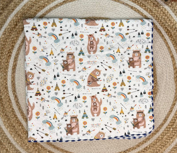 4 Layer Receiving Blanket - Boho Bear