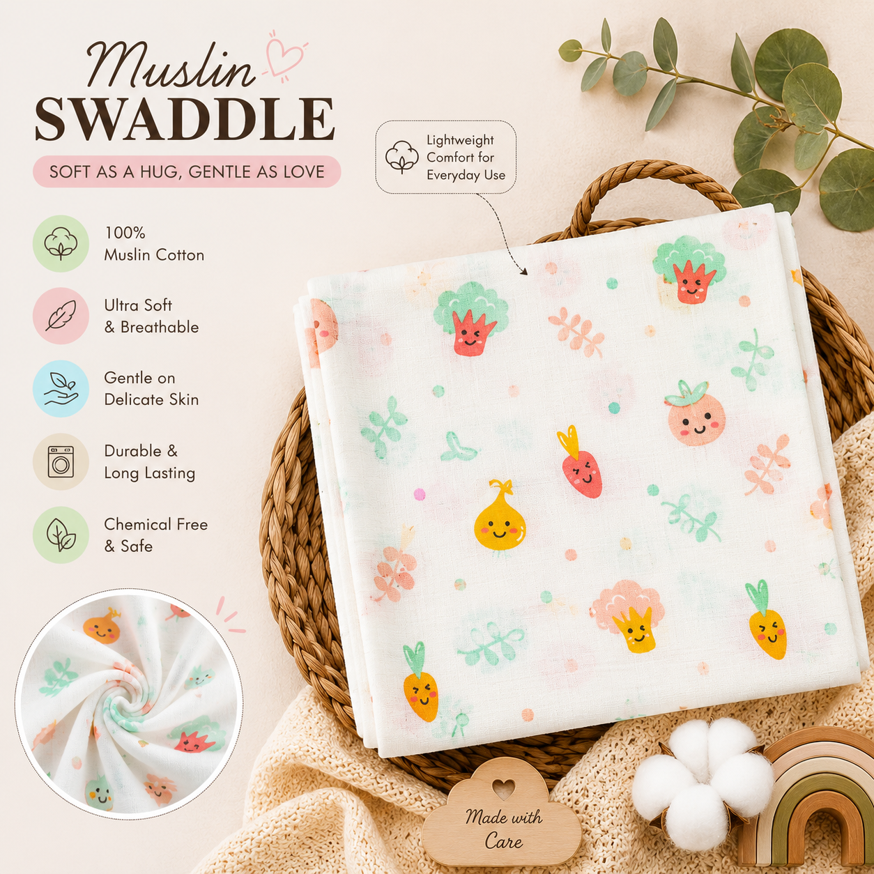 Muslin Swaddle - Vegetables