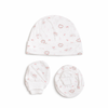 Cap, Mitten & Bootie Set - Baby Teddy Motif