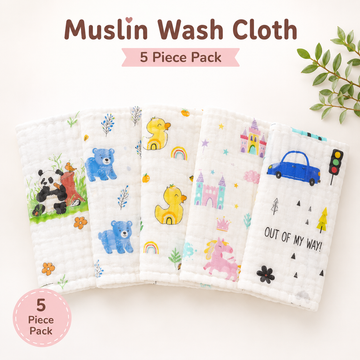 6-Layer Muslin Wash Cloth – Assorted (Set of 5 Pieces)