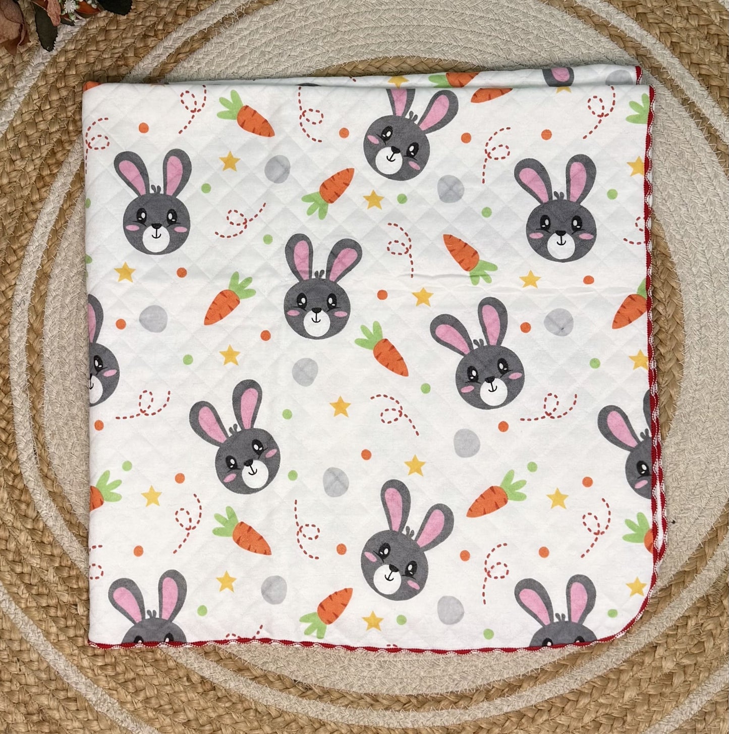 4 Layer Receiving Blanket - Bunny with Carrot