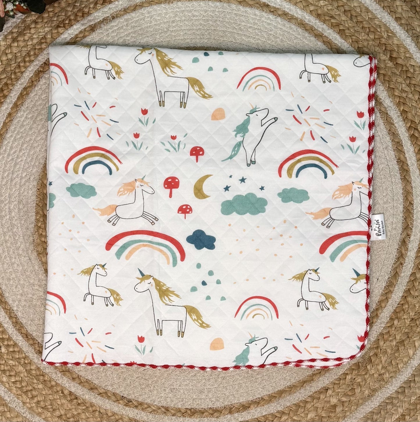 4 Layer Receiving Blanket - Rainbow Unicorn