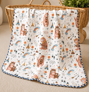 4 Layer Receiving Blanket - Boho Bear