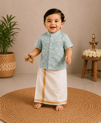 Linen Shirt with Velcro Veshti Set